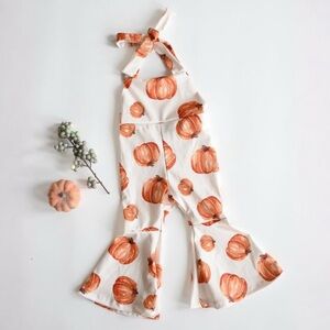 Pumpkin Print Kids Jumpsuit